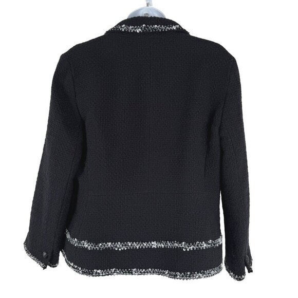 Talbots Tweed Blazer Jacket Womens Size 10 Black White Cotton Office CJ-1884 - Picture 6 of 8